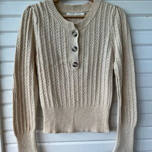 Astr Cream Cowl Neck Sweater with Chunky Knit Texture